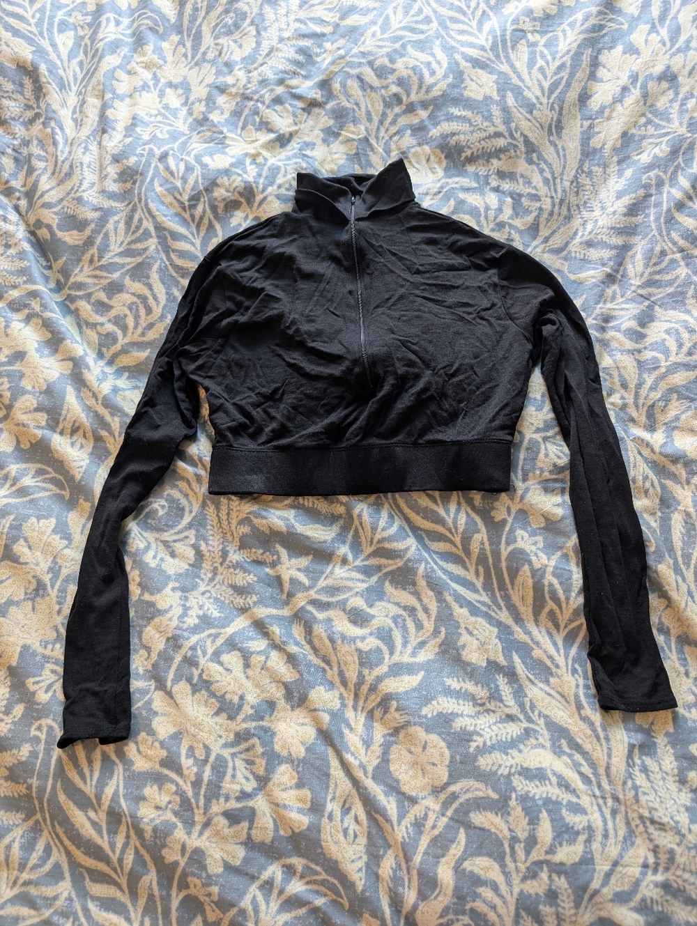 Vintage 90s Y2K Body Wrappers Black Mock-neck Long Sleeve Crop Top S Techwear